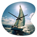 Sailing Boat Solitude Photo II - Asymmetric Metal Wall Clock