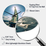 Sailing Boat Solitude Photo II - Asymmetric Metal Wall Clock