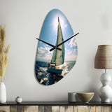 Sailing Boat Solitude Photo II - Asymmetric Metal Wall Clock
