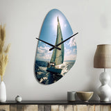Sailing Boat Solitude Photo II - Asymmetric Metal Wall Clock