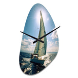 Sailing Boat Solitude Photo II - Asymmetric Metal Wall Clock