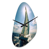 Sailing Boat Solitude Photo II - Asymmetric Metal Wall Clock