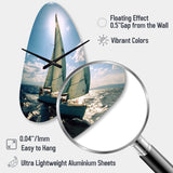 Sailing Boat Solitude Photo II - Asymmetric Metal Wall Clock
