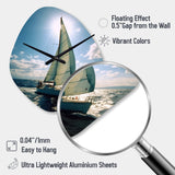 Sailing Boat Solitude Photo II - Asymmetric Metal Wall Clock