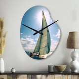 Sailing Boat Solitude Photo II - Asymmetric Metal Wall Clock