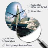 Sailing Boat Solitude Photo II - Asymmetric Metal Wall Clock