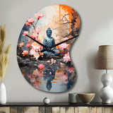 Floral Buddha In Meditation I - Asymmetric Metal Wall Clock