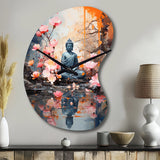 Floral Buddha In Meditation I - Asymmetric Metal Wall Clock