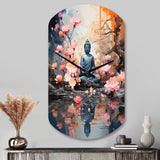 Floral Buddha In Meditation I - Asymmetric Metal Wall Clock