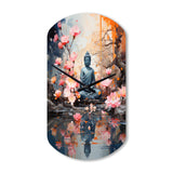 Floral Buddha In Meditation I - Asymmetric Metal Wall Clock
