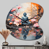 Floral Buddha In Meditation I - Asymmetric Metal Wall Clock
