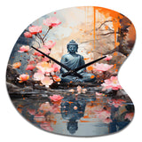 Floral Buddha In Meditation I - Asymmetric Metal Wall Clock