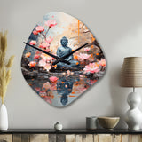 Floral Buddha In Meditation I - Asymmetric Metal Wall Clock