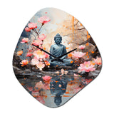 Floral Buddha In Meditation I - Asymmetric Metal Wall Clock