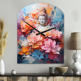 Floral Buddha In Meditation II - Asymmetric Metal Wall Clock