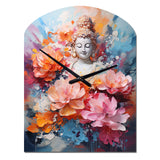 Floral Buddha In Meditation II - Asymmetric Metal Wall Clock