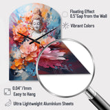 Floral Buddha In Meditation II - Asymmetric Metal Wall Clock