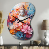Floral Buddha In Meditation II - Asymmetric Metal Wall Clock
