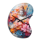 Floral Buddha In Meditation II - Asymmetric Metal Wall Clock