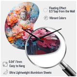 Floral Buddha In Meditation II - Asymmetric Metal Wall Clock