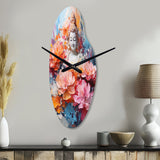 Floral Buddha In Meditation II - Asymmetric Metal Wall Clock