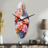 Floral Buddha In Meditation II - Asymmetric Metal Wall Clock