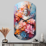 Floral Buddha In Meditation II - Asymmetric Metal Wall Clock