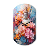 Floral Buddha In Meditation II - Asymmetric Metal Wall Clock