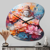 Floral Buddha In Meditation II - Asymmetric Metal Wall Clock
