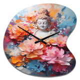 Floral Buddha In Meditation II - Asymmetric Metal Wall Clock