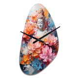 Floral Buddha In Meditation II - Asymmetric Metal Wall Clock