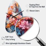Floral Buddha In Meditation II - Asymmetric Metal Wall Clock