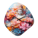 Floral Buddha In Meditation II - Asymmetric Metal Wall Clock