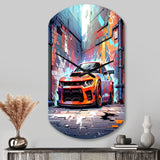 Graffiti Muscle Car III - Asymmetric Metal Wall Clock