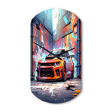 Graffiti Muscle Car III - Asymmetric Metal Wall Clock