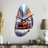 Graffiti Muscle Car III - Asymmetric Metal Wall Clock