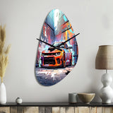 Graffiti Muscle Car III - Asymmetric Metal Wall Clock