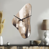 Cubism Beige Synergy - Asymmetric Metal Wall Clock