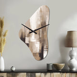 Cubism Beige Synergy - Asymmetric Metal Wall Clock