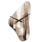 Cubism Beige Synergy - Asymmetric Metal Wall Clock