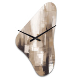 Cubism Beige Synergy - Asymmetric Metal Wall Clock