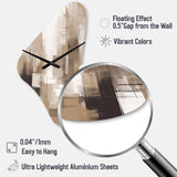 Cubism Beige Synergy - Asymmetric Metal Wall Clock