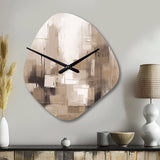 Cubism Beige Synergy - Asymmetric Metal Wall Clock