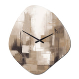 Cubism Beige Synergy - Asymmetric Metal Wall Clock