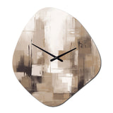 Cubism Beige Synergy - Asymmetric Metal Wall Clock