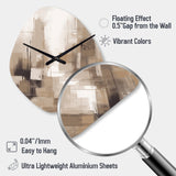 Cubism Beige Synergy - Asymmetric Metal Wall Clock