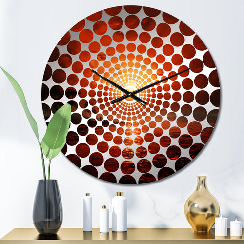 Red Crimson Horizon Harmony - Abstract Metal Wall Clock
