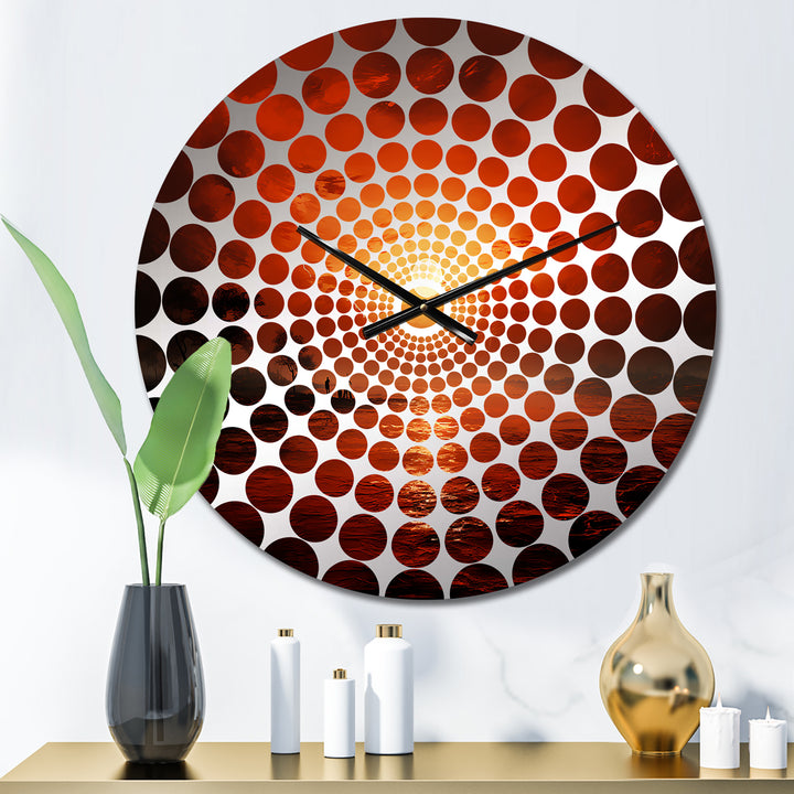 Red Crimson Horizon Harmony - Abstract Metal Wall Clock