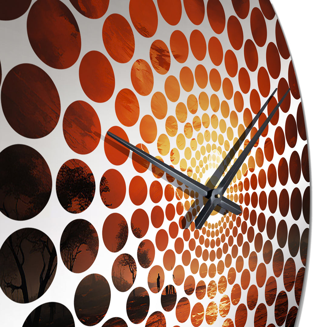 Red Crimson Horizon Harmony - Abstract Metal Wall Clock