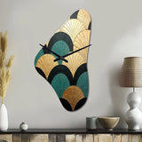 Emerald And Golden Arches - Asymmetric Metal Wall Clock